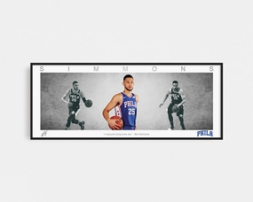 BEN SIMMONS PANORAMIC COLLAGE PRINT SIGNED FRAMED WINGShandmade souvenirs