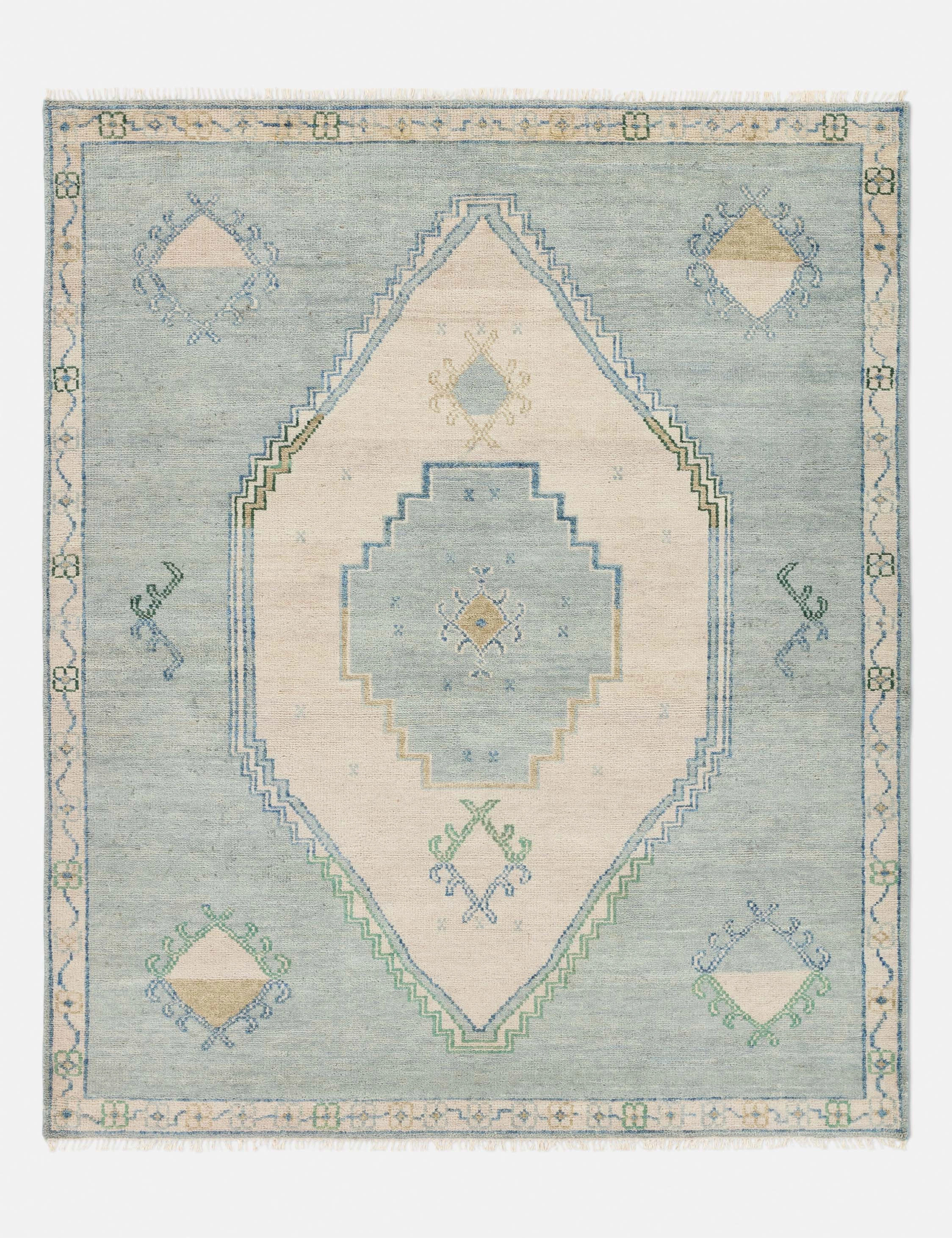 Berker Hand-Knotted Wool Rugmodern color block patchwork rug