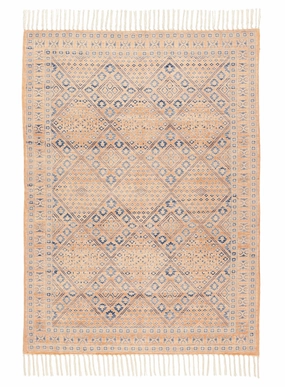 Bibi Blue and Orange Boho Picnic Rugmodern color block patchwork rug