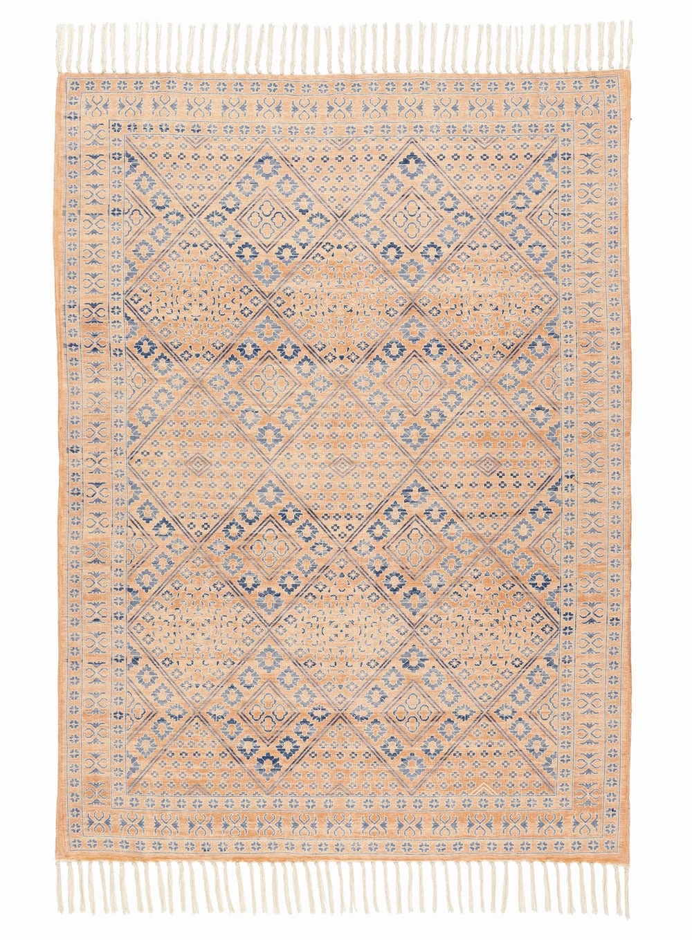 Bibi Blue and Orange Boho Picnic Rugmodern color block patchwork rug