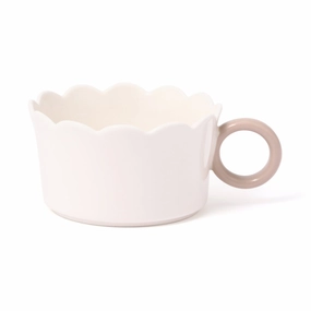 Bicolor Frill Soup Cup ivoryglass cups ,personalized mugs 