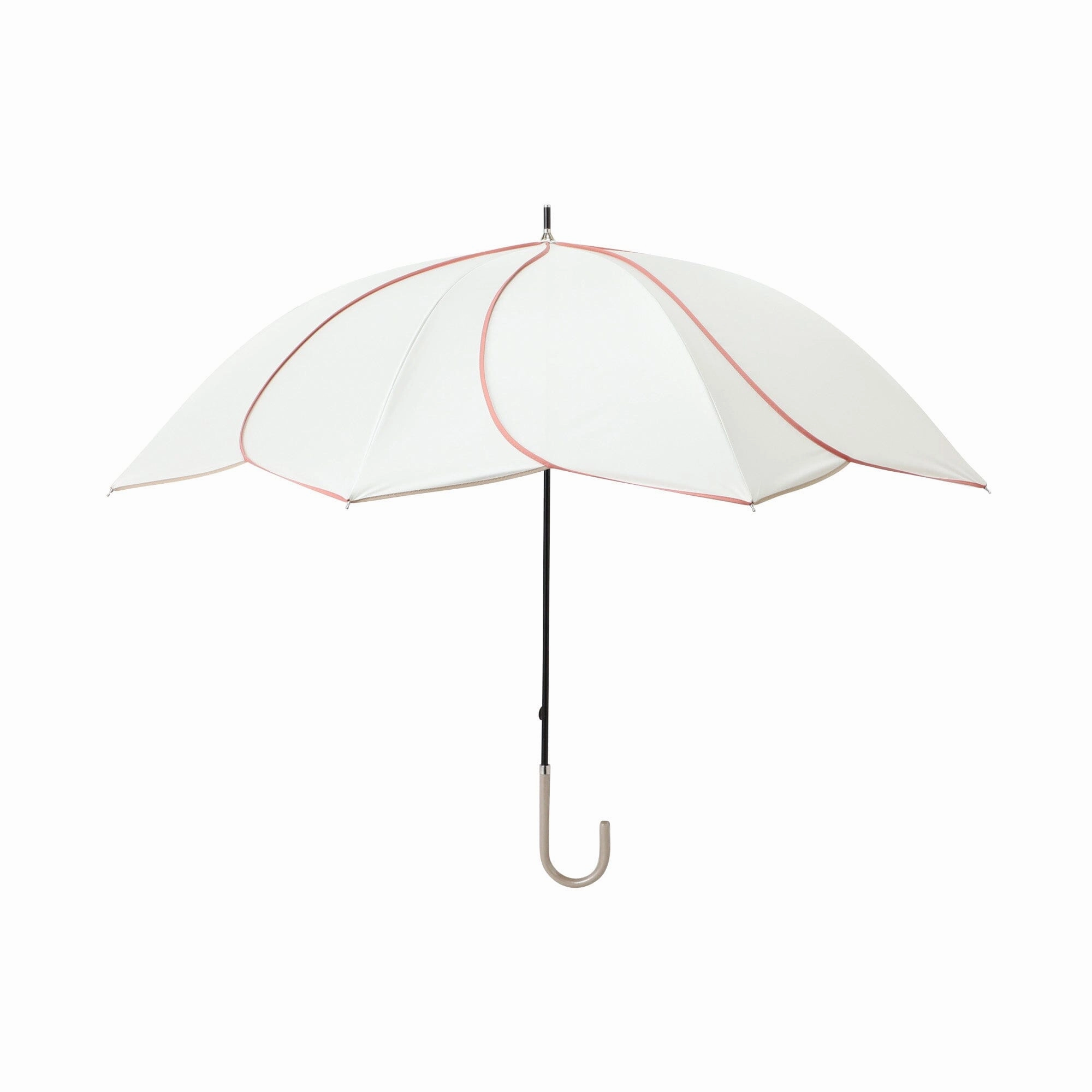 Bicolor Piping Long Umbrella 58Cm White (For Both Sunny And Rainy Days)