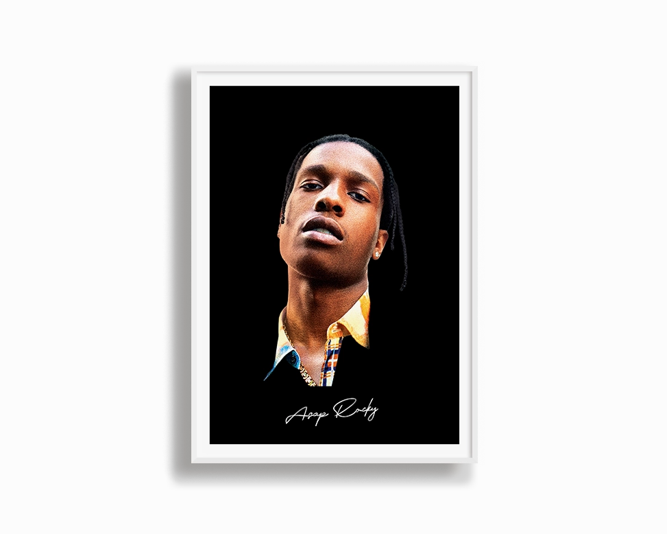 Big Head Retro ASAP Rocky Black Portrait