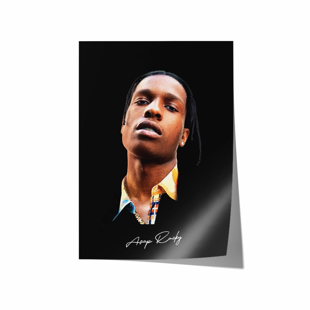 Big Head Retro ASAP Rocky Black Portrait