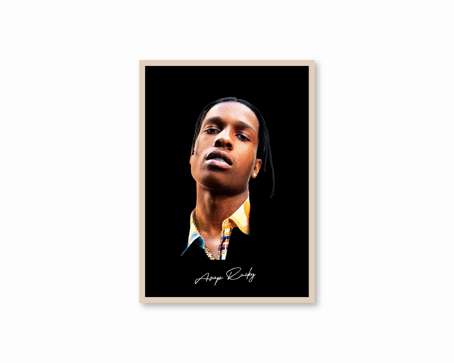 Big Head Retro ASAP Rocky Black Portrait