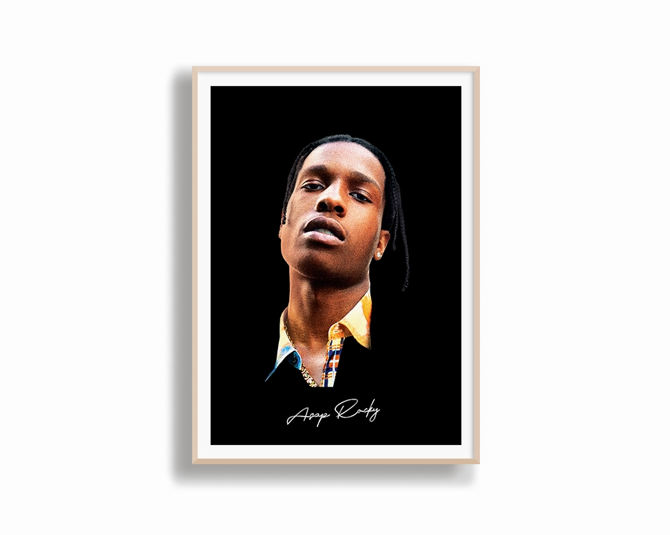 Big Head Retro ASAP Rocky Black Portrait
