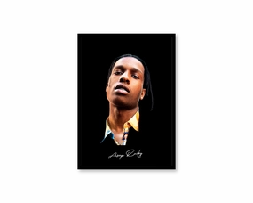 Big Head Retro ASAP Rocky Black Portraitmodern abstract painting decor