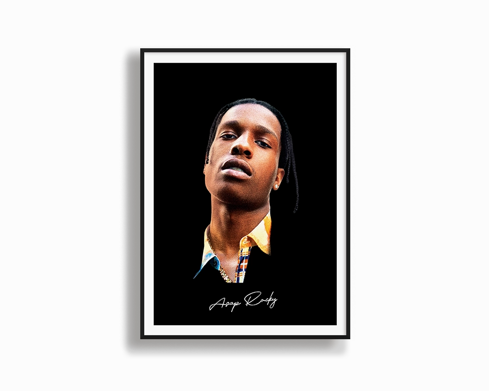 Big Head Retro ASAP Rocky Black Portrait