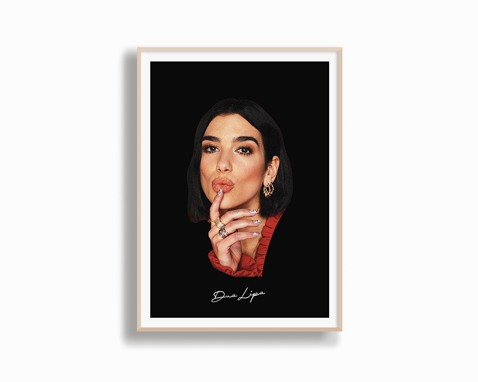 Big Head Retro Dua Lipa Black Portrait