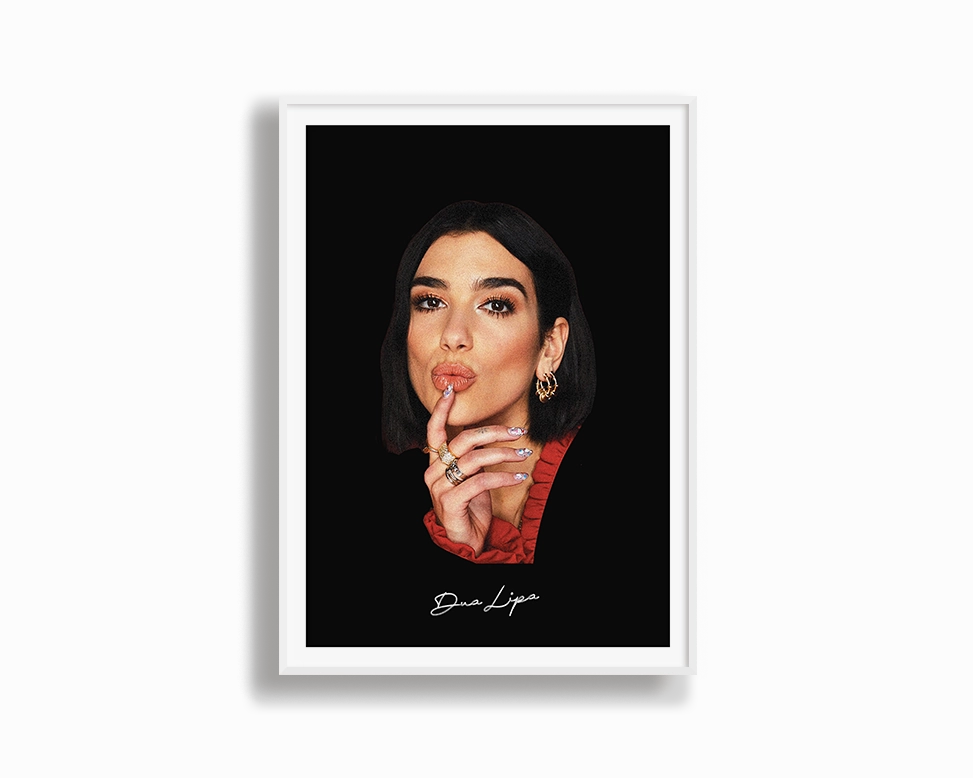 Big Head Retro Dua Lipa Black Portrait