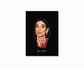 Big Head Retro Dua Lipa Black Portraitmodern abstract painting decor