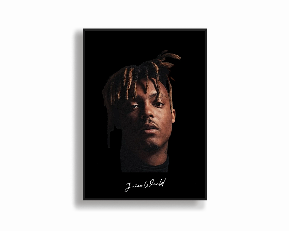 Big Head Retro Juice WRLD Black Portraitmodern abstract painting decor