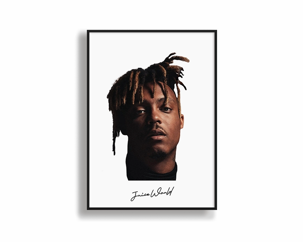 Big Head Retro Juice WRLD White Portraitnordic style wall decor