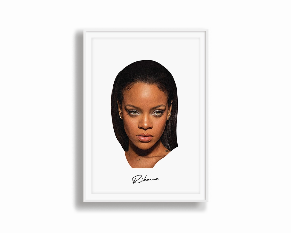 Big Head Rihanna White Portrait