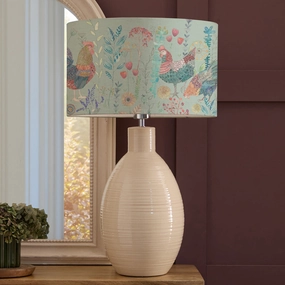 Bilbury Flock Eva & Epona Complete Table Lamp Cream/Robins Eggreplacement lampshade,White Linen Drum Lampshade for Table or Floor Lamp