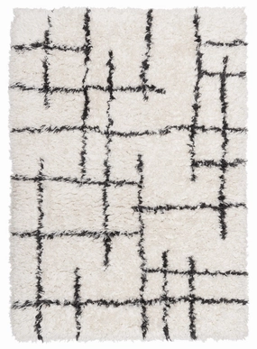 Binx Cream & Black Tribal Shag Rug *NO RETURNS UNLESS FAULTYmodern color block patchwork rug