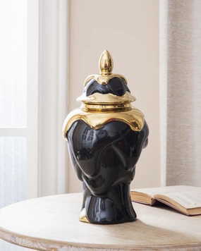 Black   Gold Dripping Paint Temple Jar - Smallhome decor ,wall decor 