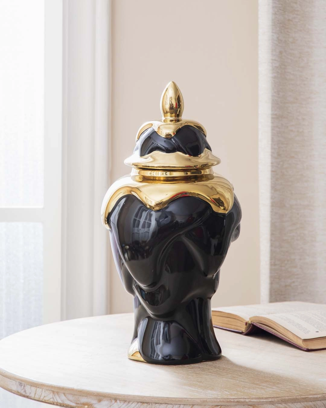 Black   Gold Dripping Paint Temple Jar - Smallhome decor ,wall decor 