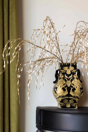 Black & Gold Chinoiserie Porcelain Vasedecorative vase ,Modern Ceramic Vase for Home Decoration 