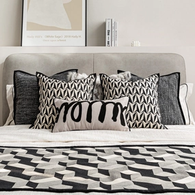 Black And White Pattern Bed Cushion Sethome decoration ,modern home decor 