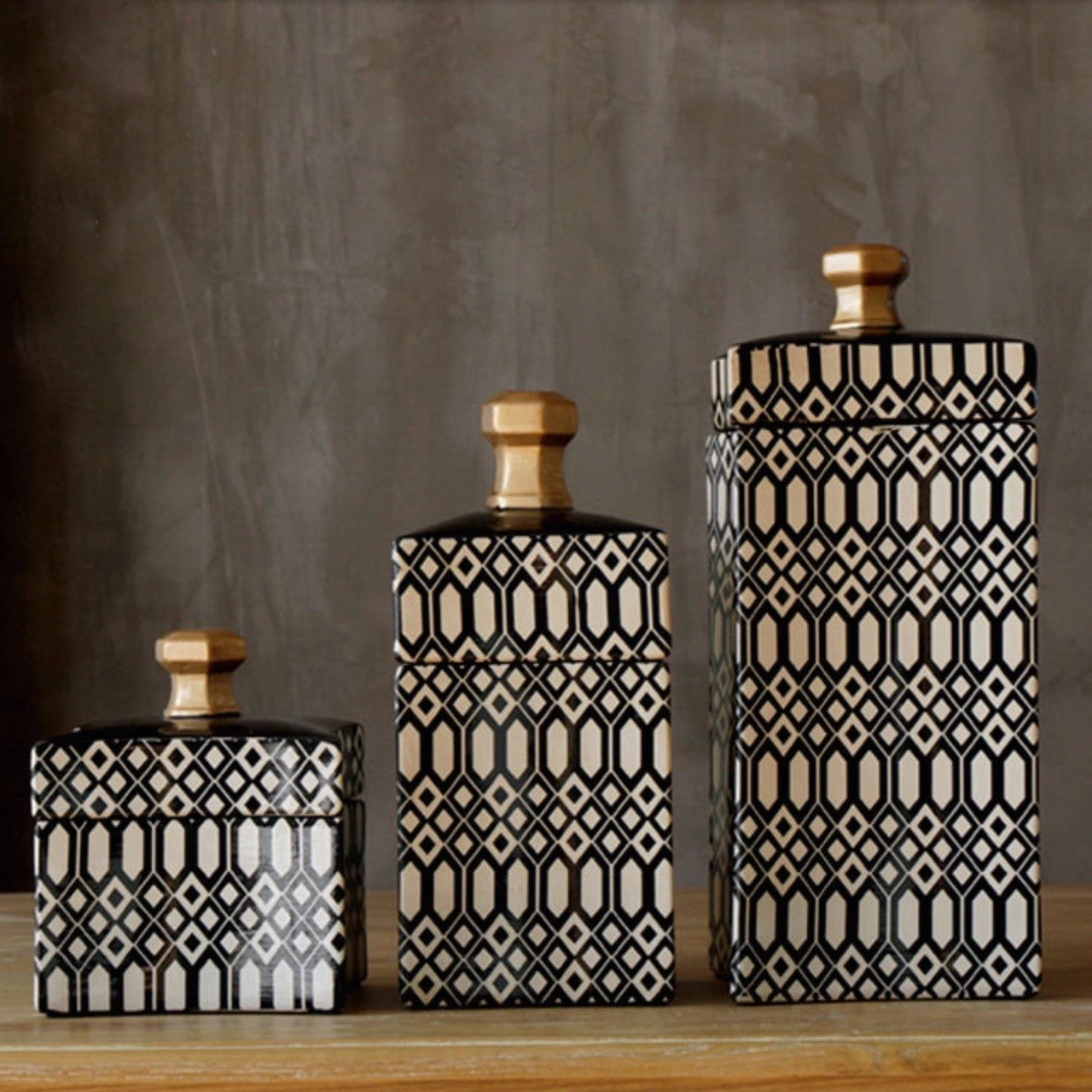 Black and White Urn Vase with Gold Handlehome decoration ,modern home decor 