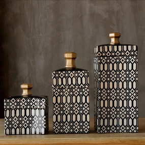 Black and White Urn Vase with Gold Handlehome decoration ,modern home decor 