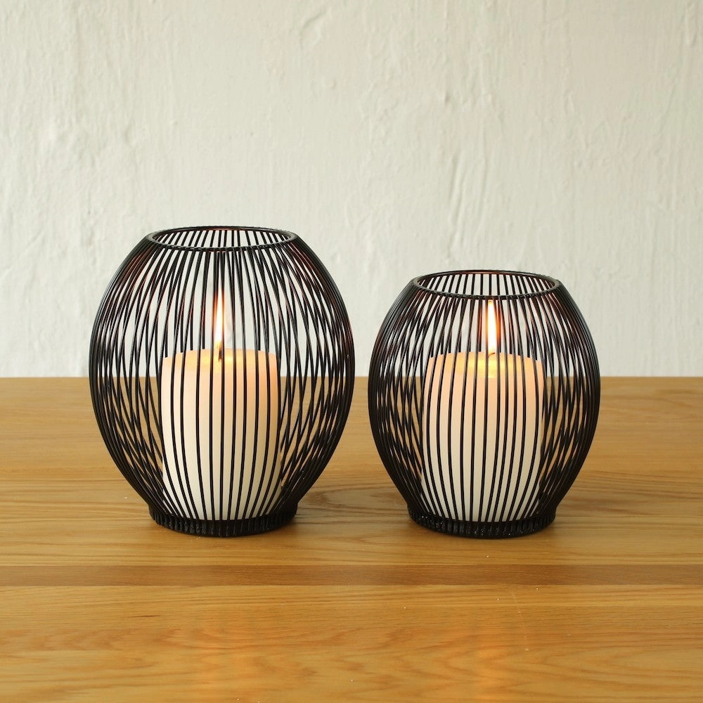Black Cage Lantern Candle Holder