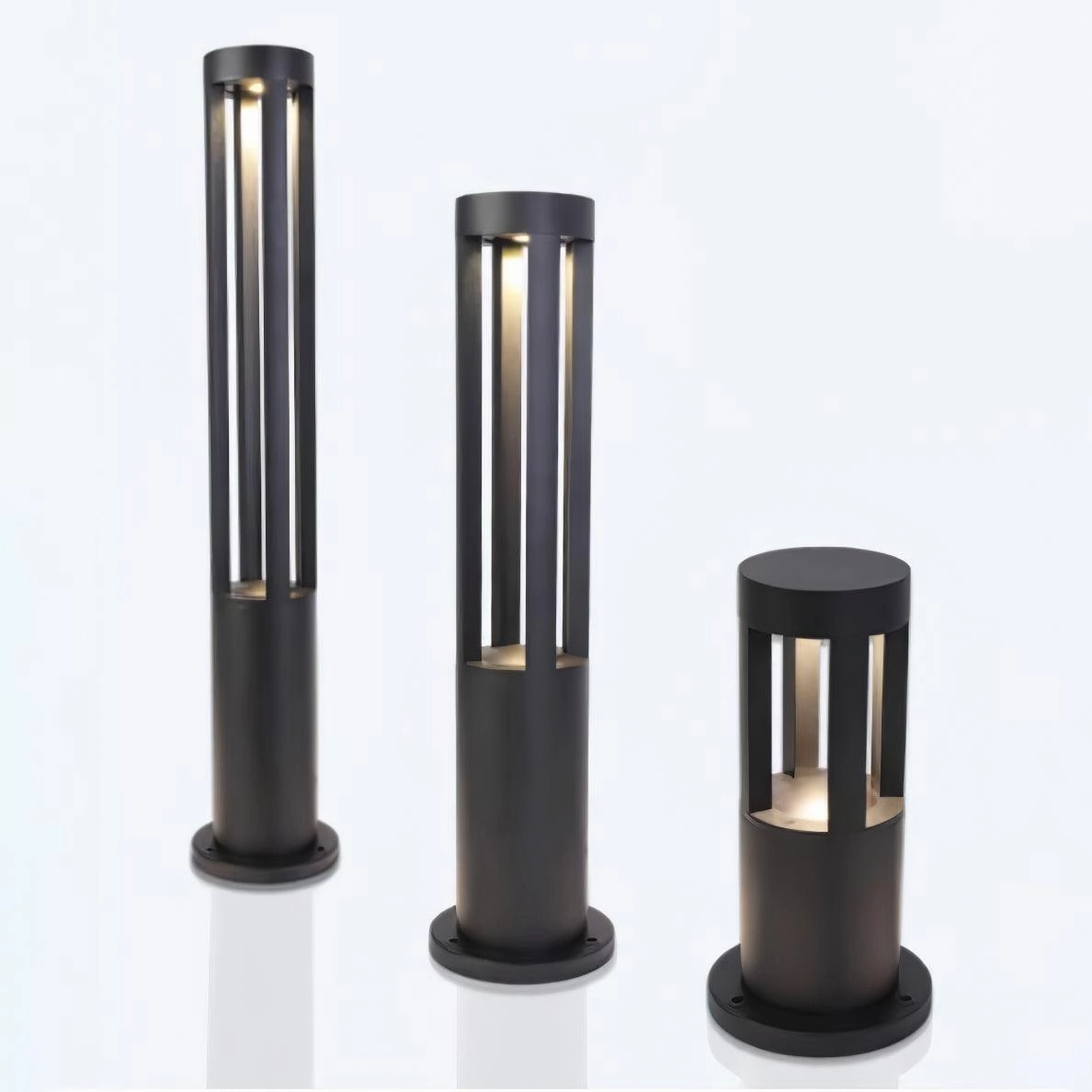 Black Cylindrical Garden Outdoor Light
