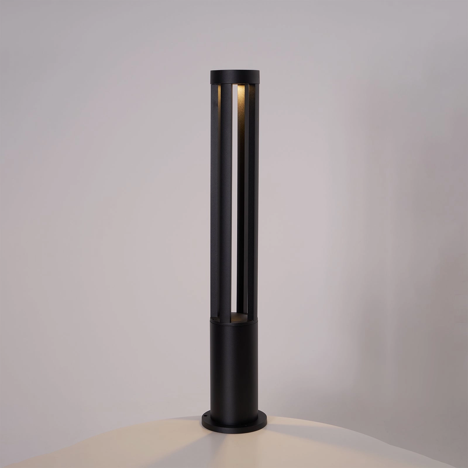 Black Cylindrical Solar Outdoor Post Light
