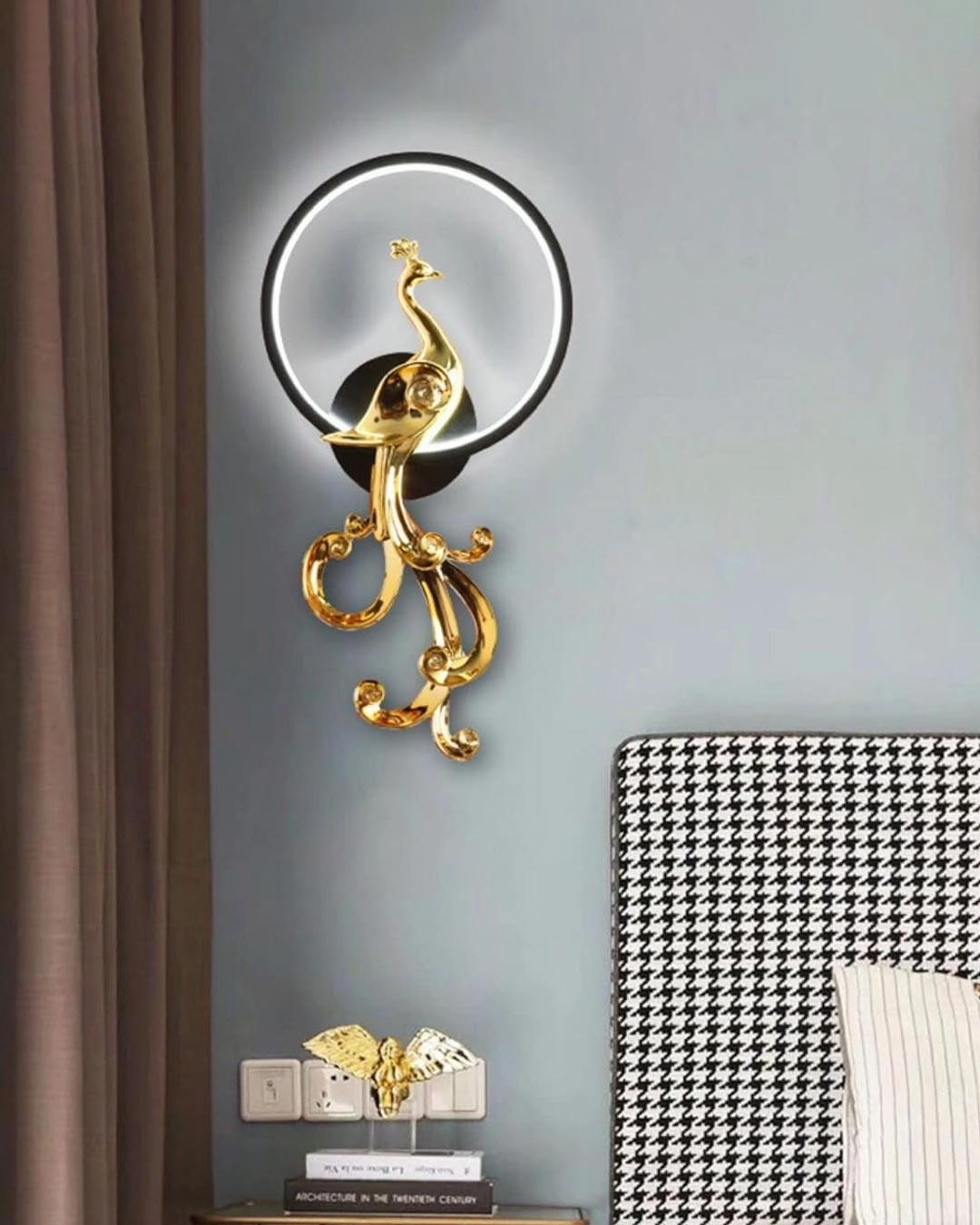 Black Gold Bird LED Wall Light