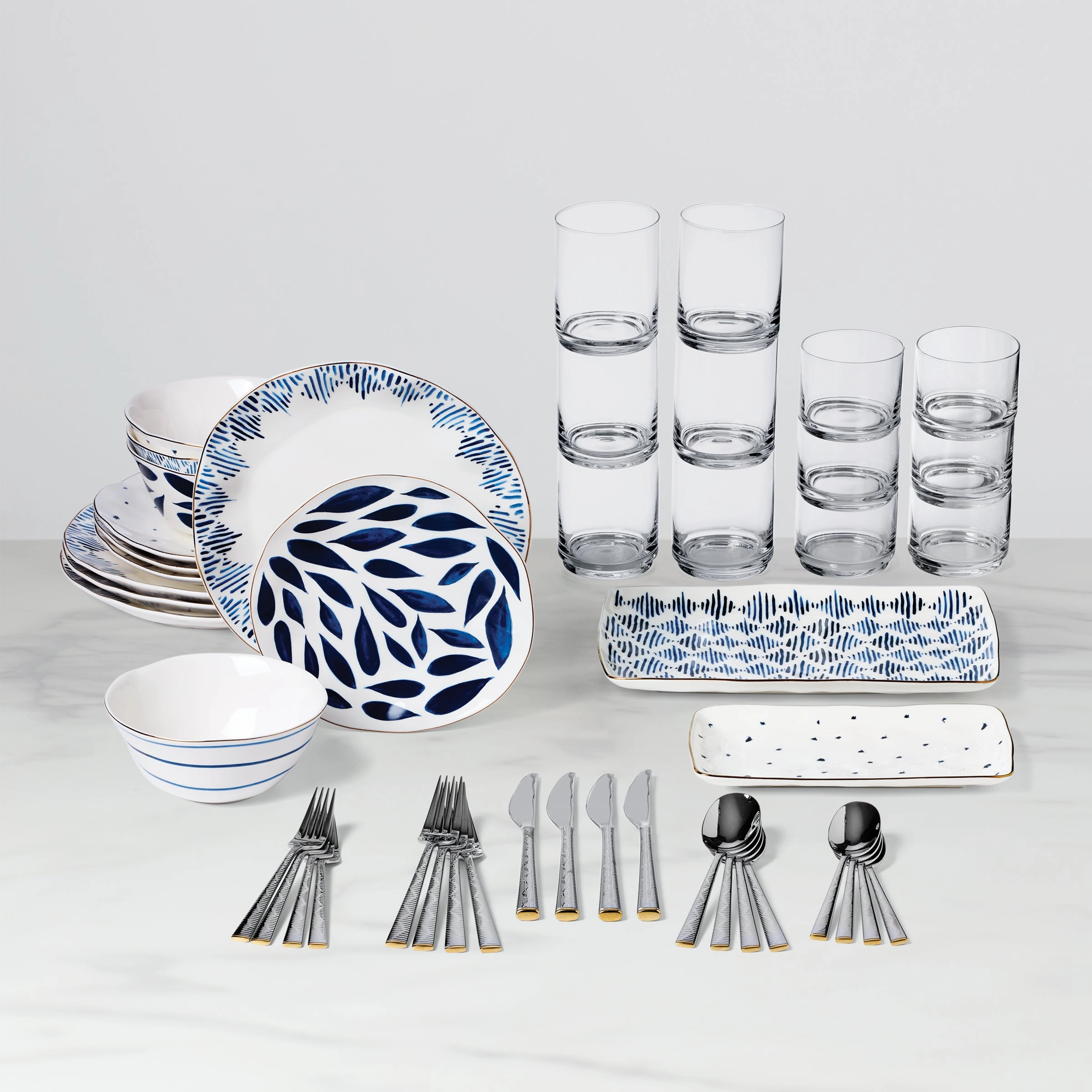 Blue Bay 46-Piece Dinnerware Setmodern kitchen decor ,kitchen dinner set ,dinnerware 