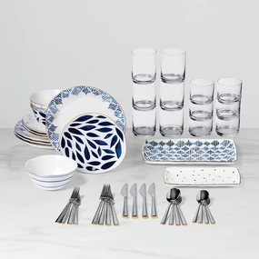 Blue Bay 46-Piece Dinnerware Setmodern kitchen decor ,kitchen dinner set ,dinnerware 