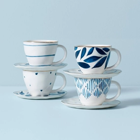 Blue Bay 8-Piece Espresso Cup & Saucer Setglass cups ,personalized mugs 