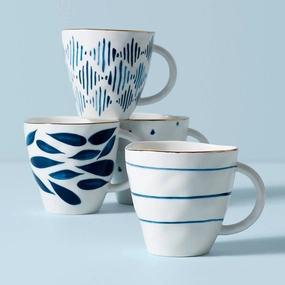 Blue Bay Dessert Mugs - Set of 4summer decor ,outdoor summer decor 