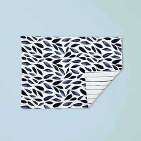 Blue Bay Leaf/Stripe Reversible Placematsummer decor ,outdoor summer decor 