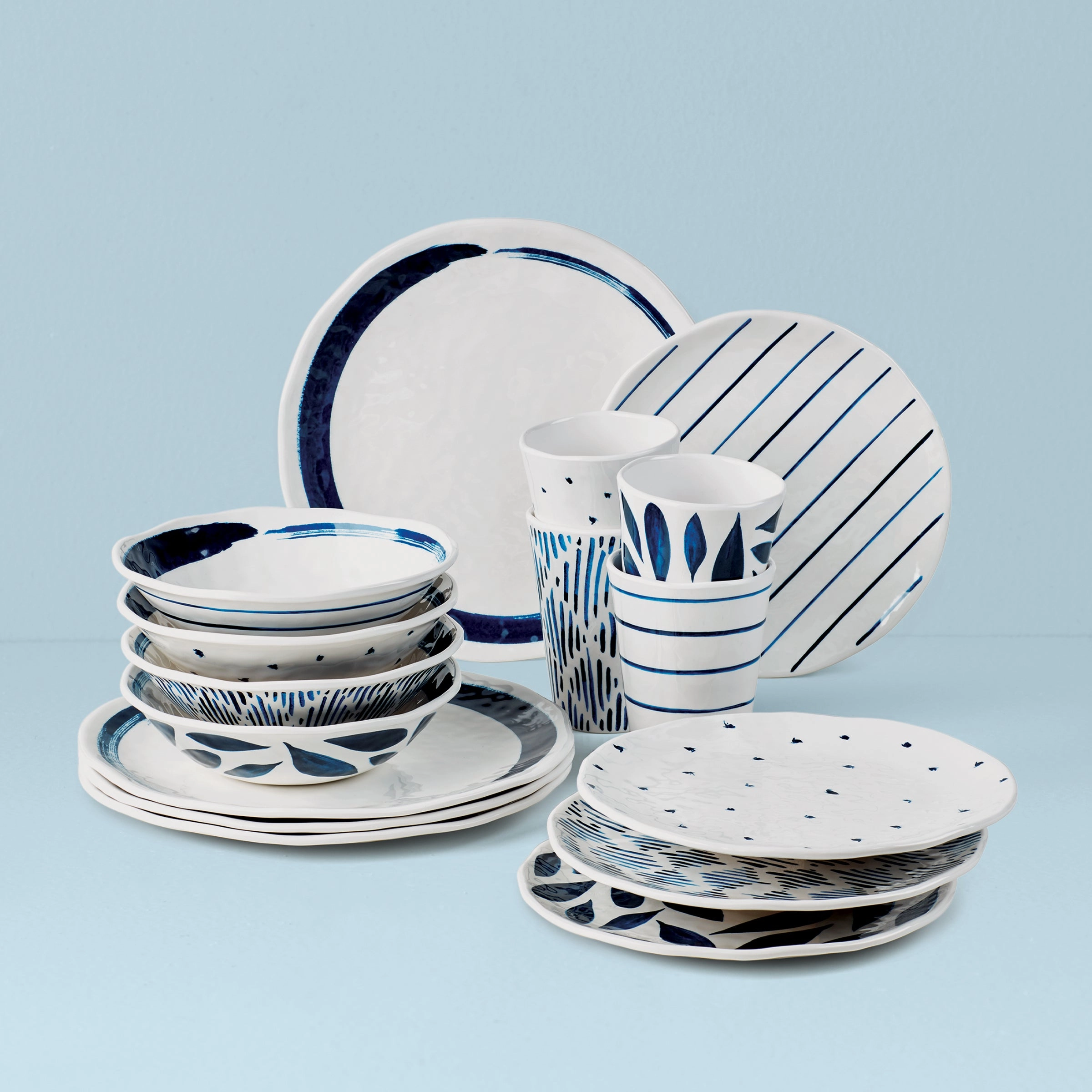 Blue Bay Melamine 16-Piece Dinnerware Setsummer decor ,outdoor summer decor 