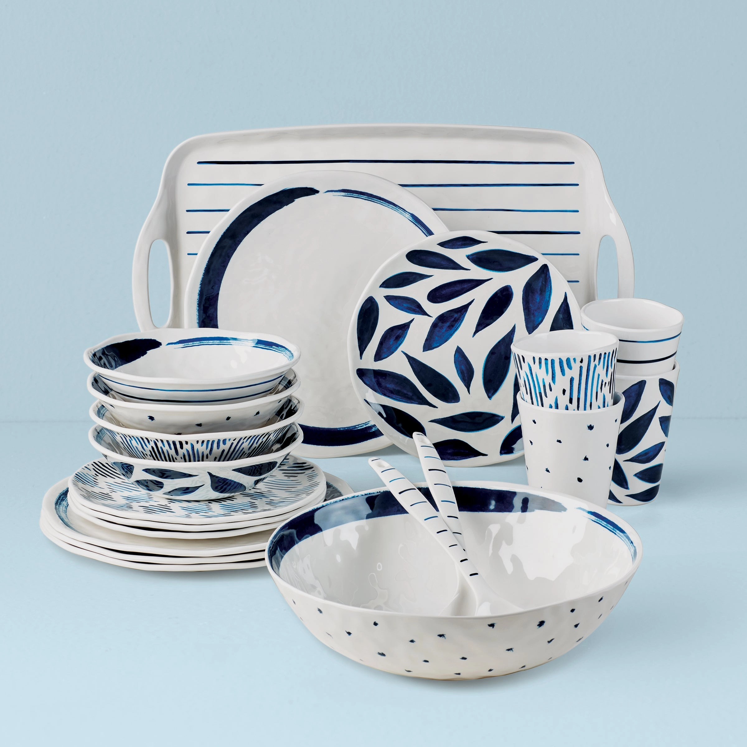 Blue Bay Melamine 20-Piece Dinnerware Setsummer decor ,outdoor summer decor 