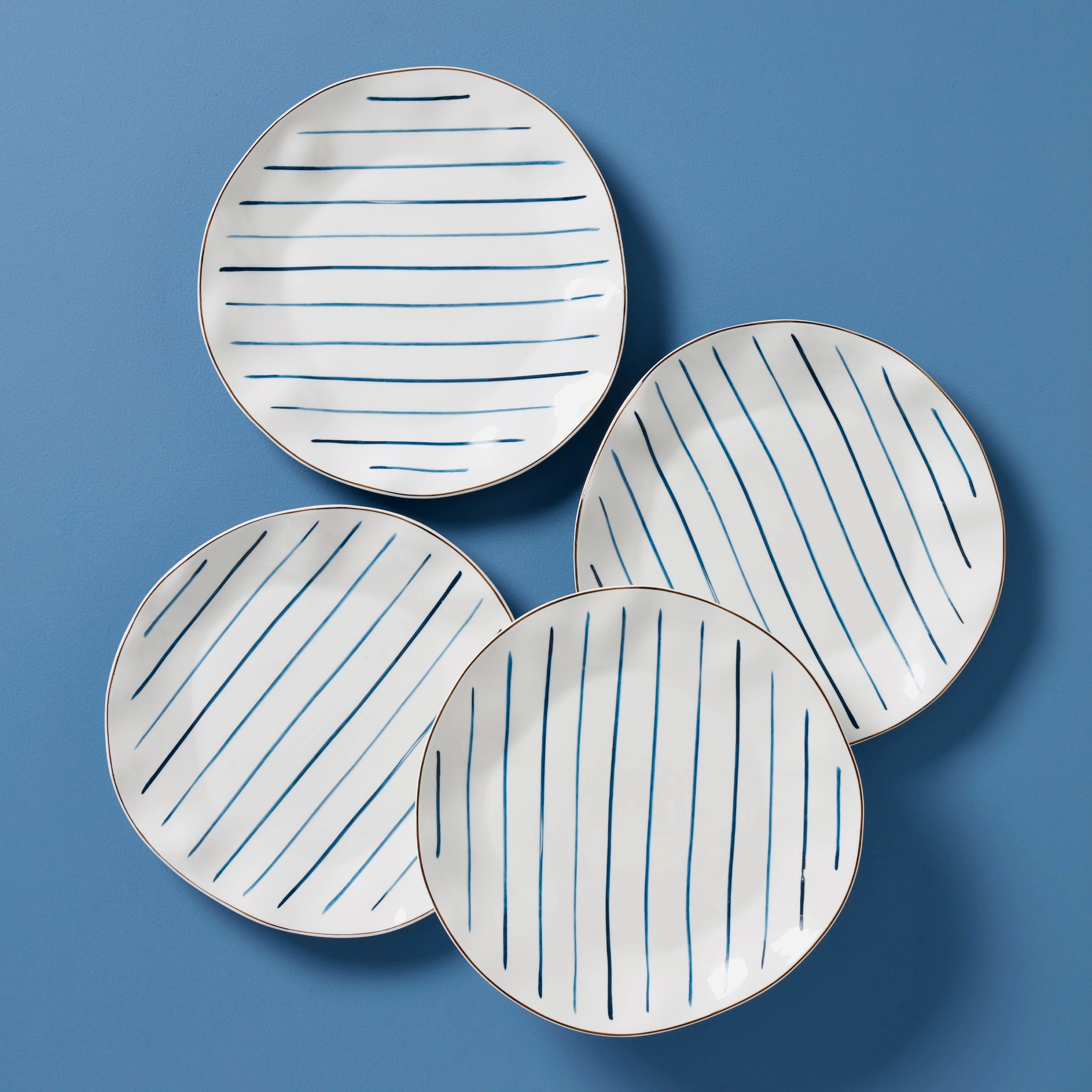 Blue Bay Stripes Dinner Plates - Set of 4summer decor ,outdoor summer decor 