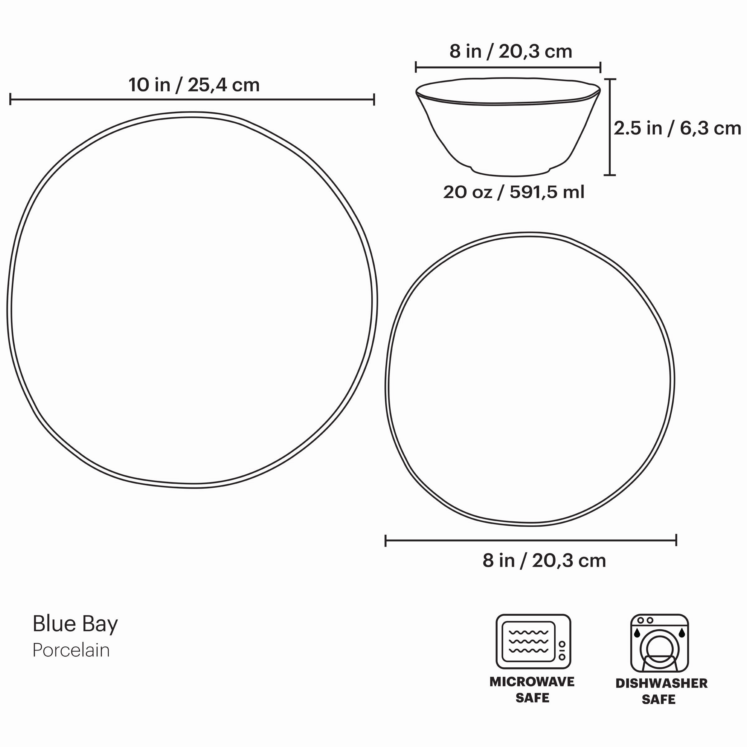 Blue Bay White 12-Piece Dinnerware Set
