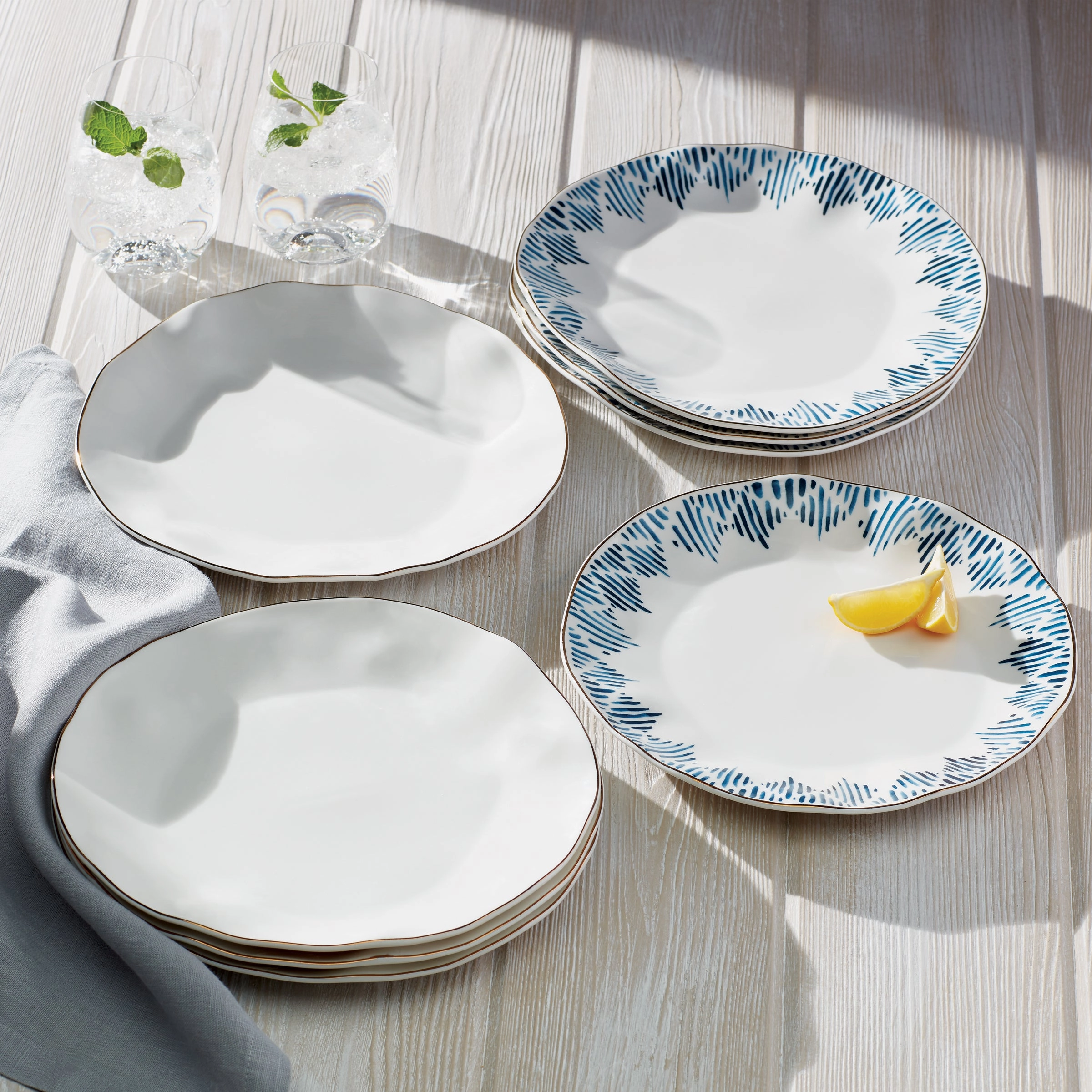 Blue Bay White Dinner Plates - Set of 4