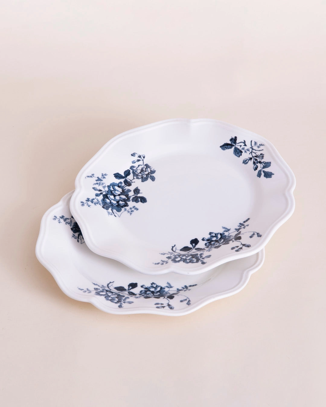 Blue Floral Scalloped Edge Quarter Plate