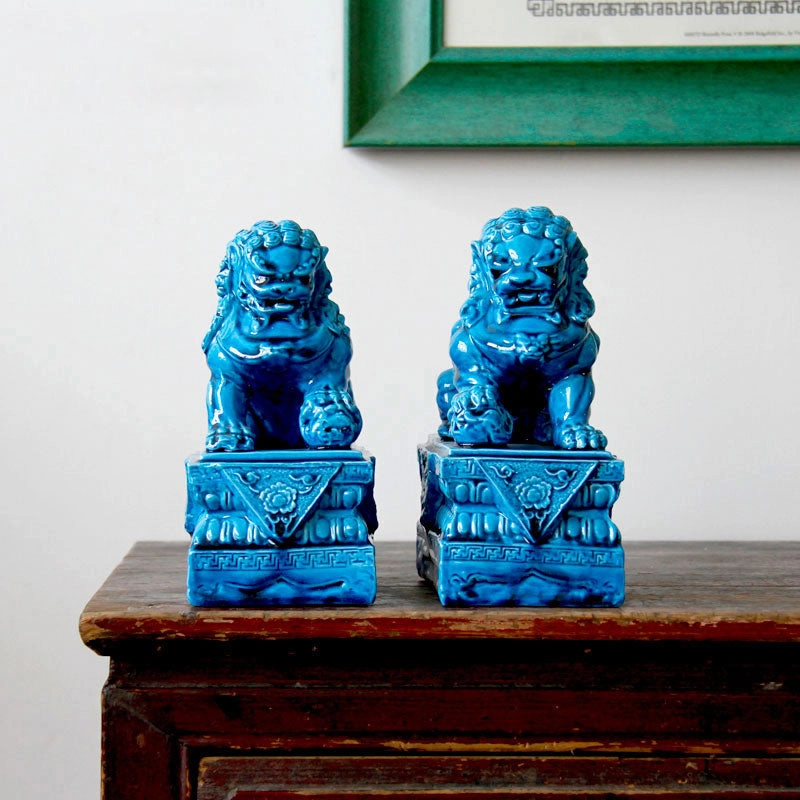 Blue Foo Dogs - Set of 2