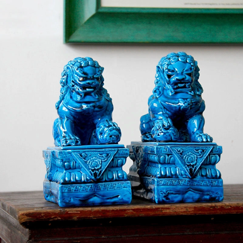 Blue Foo Dogs - Set of 2