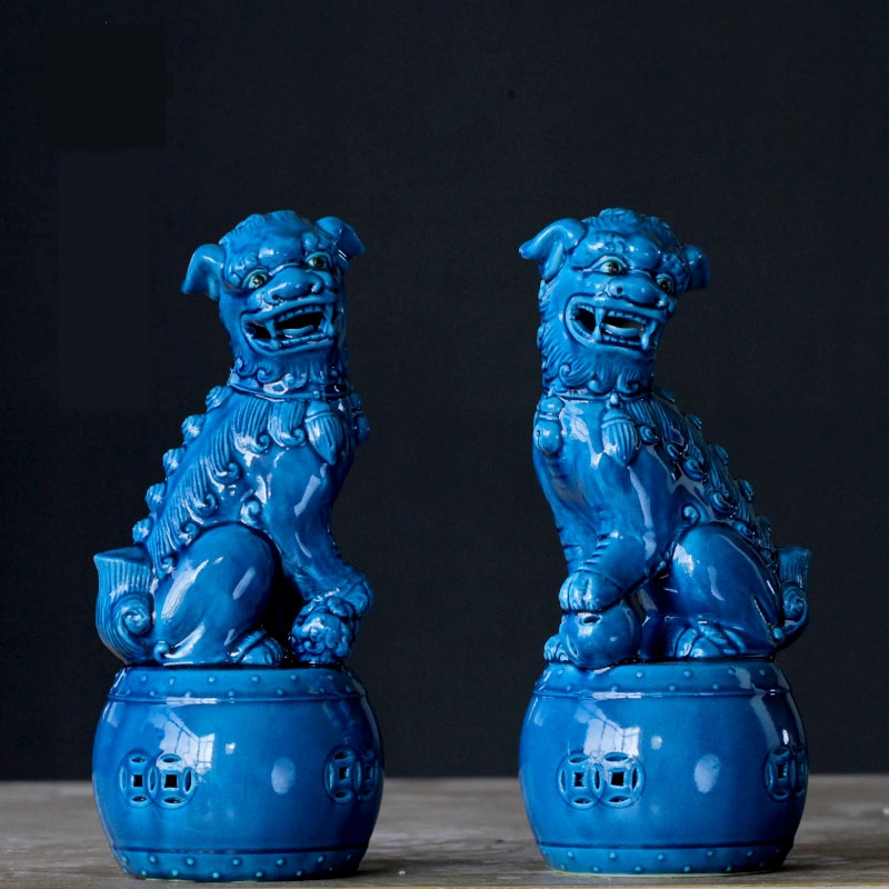 Blue Foo Dogs - Set of 2