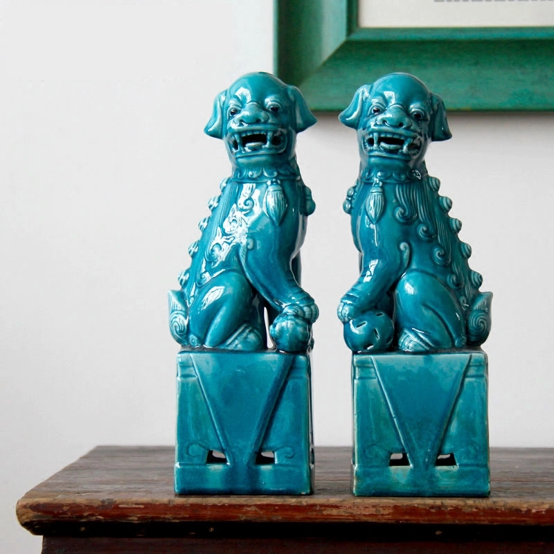 Blue Foo Dogs - Set of 2