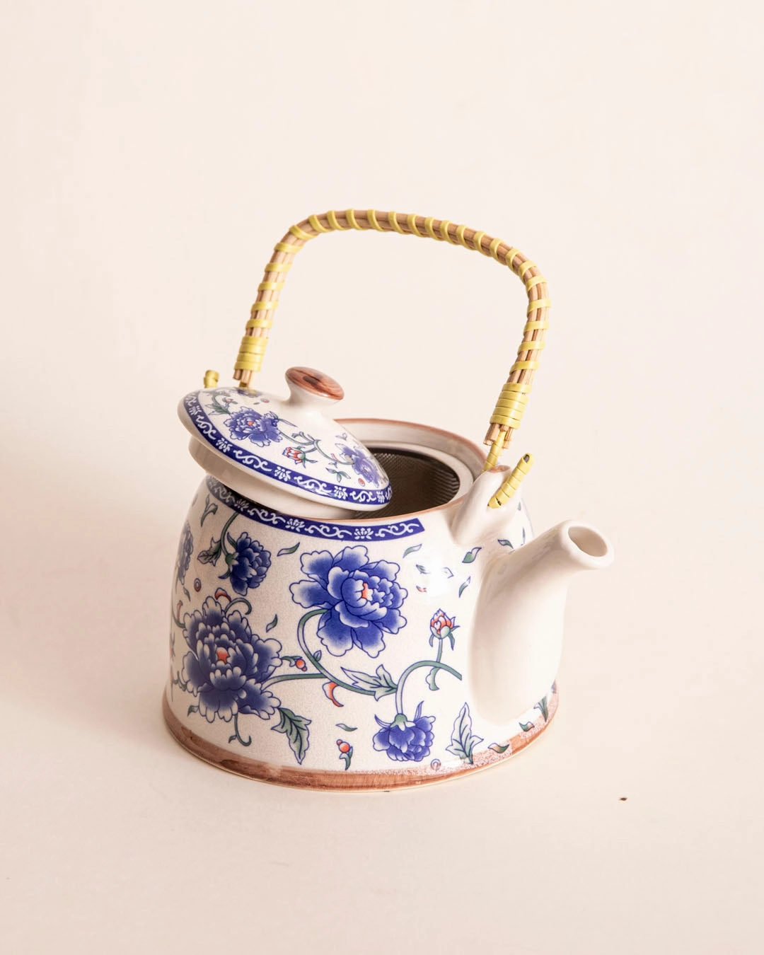 Blue Orchid Ceramic Tea Kettle