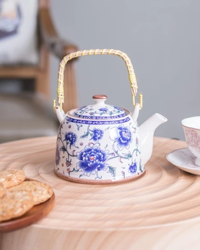 Blue Orchid Ceramic Tea Kettlemodern kitchen decor ,kitchen dinner set ,dinnerware 
