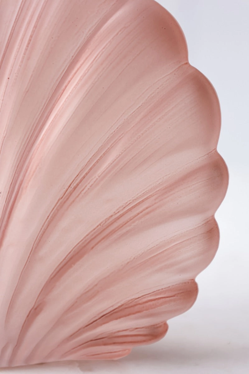 Blush Pink Frosted Glass Shell Vase