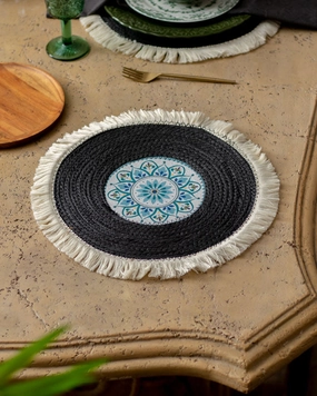 Bohemian Mandala Placemat - Blackmodern kitchen decor ,kitchen dinner set ,dinnerware 