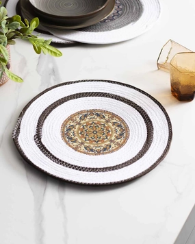 Bohemian Mandala Placemat - White Brownmodern kitchen decor ,kitchen dinner set ,dinnerware 